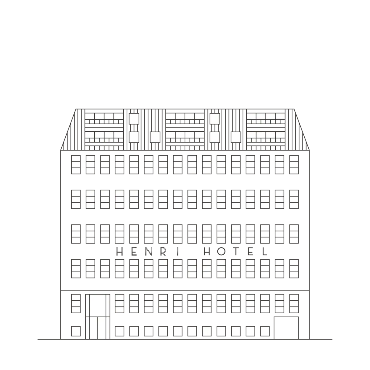 HENRI Hotel Hamburg Hausskizze Skizze der Außenansicht des Hotels